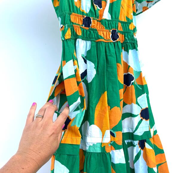 Anthropologie The Somerset Maxi Dress Cotton Pockets Long Green Floral XXS - Picture 7 of 10